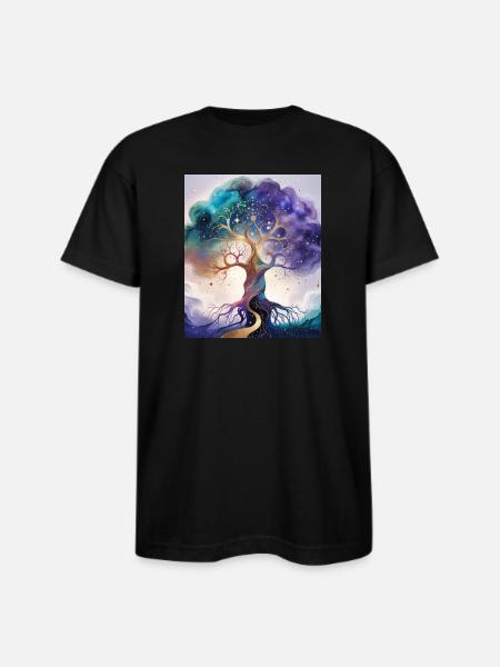 Nebula Bloom - Bayside Unisex Heavyweight USA Made T-Shirt - black