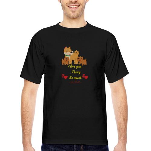 Cute Dog Family Love – “I Love You Purry So much - Bayside Unisex Heavyweight USA Made T-Shirt