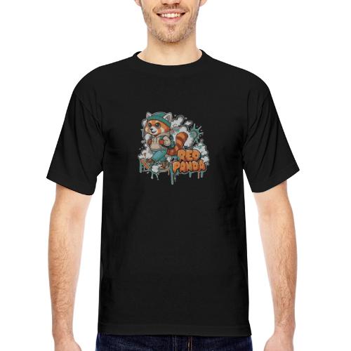 Red Panda Street Graffiti Vibes - Bayside Unisex Heavyweight USA Made T-Shirt