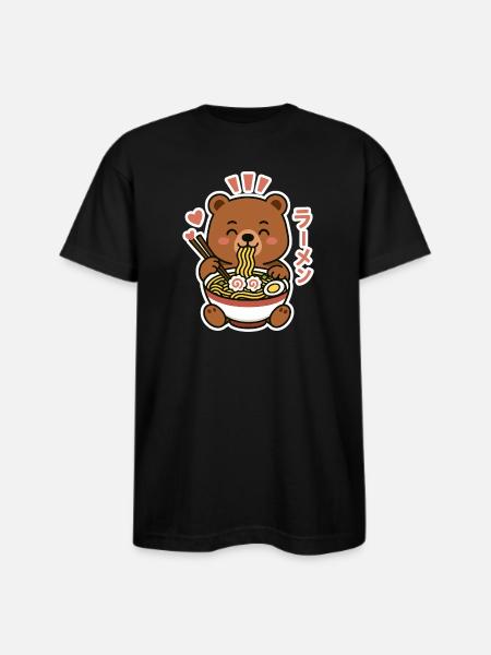 ramen bear - Bayside Unisex Heavyweight USA Made T-Shirt - black