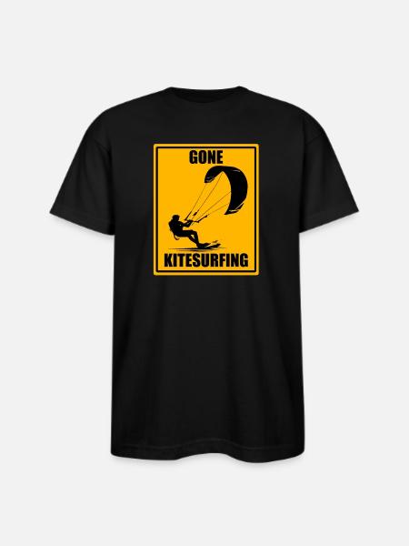 Gone Kitesurfing Sign - Bayside Unisex Heavyweight USA Made T-Shirt - black