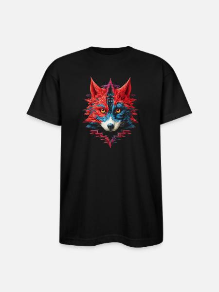 Fox Animal Zoo Illustration - Bayside Unisex Heavyweight USA Made T-Shirt - black