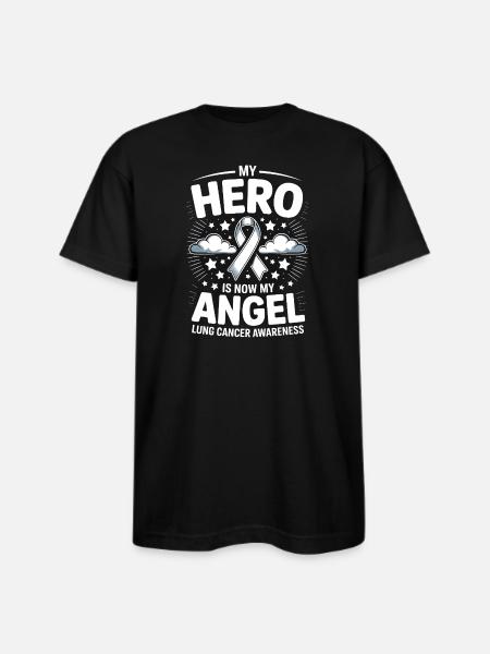Lung Cancer Awareness Hero Design - Bayside Unisex Heavyweight USA Made T-Shirt - black
