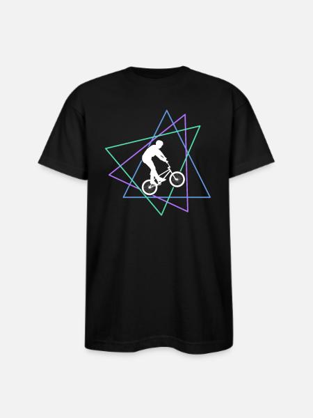 Geometric BMX Stunt Rider - Bayside Unisex Heavyweight USA Made T-Shirt - black