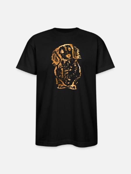 Golden Pup Silhouette Art - Bayside Unisex Heavyweight USA Made T-Shirt - black