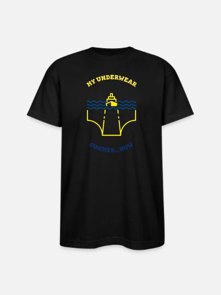 Funny Ship Underwear Summer Teez - Bayside Unisex Heavyweight USA Made T-Shirt - black