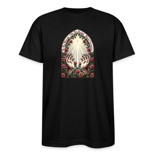 Easter By His Wounds Healed T Shirt, Renewal Gift - Bayside Unisex Heavyweight USA Made T-Shirt