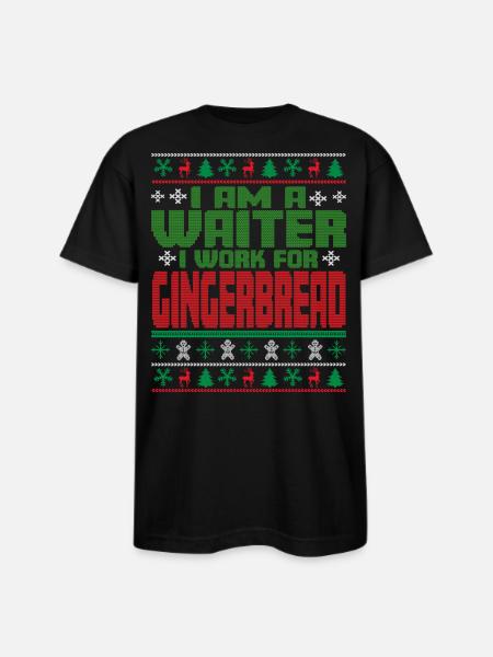 Waiter Christmas Saying - Bayside Unisex Heavyweight USA Made T-Shirt - black
