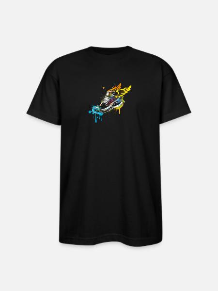 Sneaker graffiti with wings - Bayside Unisex Heavyweight USA Made T-Shirt - black