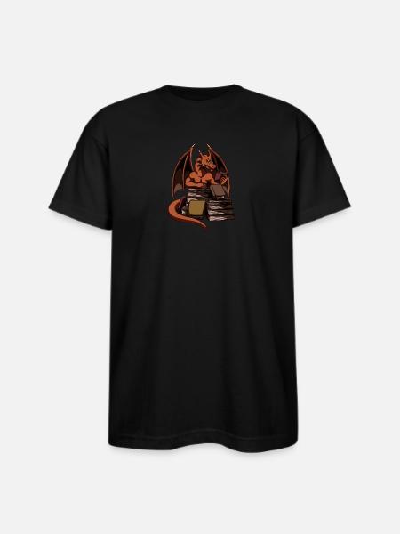 Dragon Reading Magic Dungeon - Bayside Unisex Heavyweight USA Made T-Shirt - black