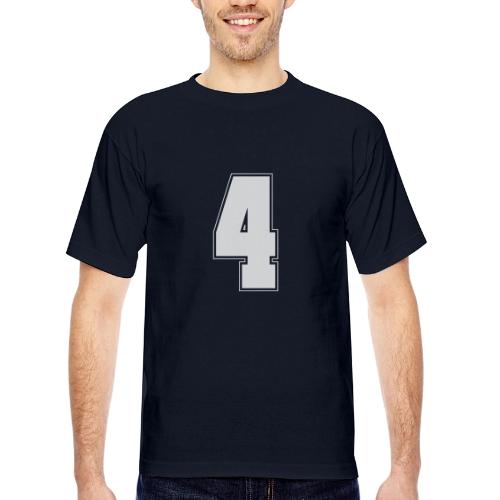 White Number 4 – Varsity Font - Bayside Unisex Heavyweight USA Made T-Shirt