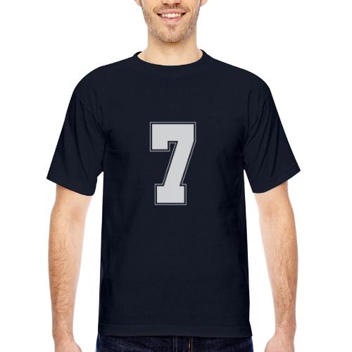White Number 7 – Varsity Font - Bayside Unisex Heavyweight USA Made T-Shirt