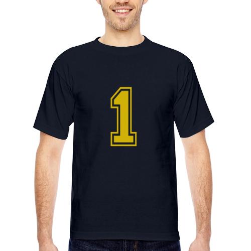Number 1 in a classic athletic collegiate font - Bayside Unisex Heavyweight USA Made T-Shirt