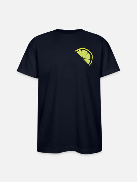 Lemon Slice Neon Pop - Bayside Unisex Heavyweight USA Made T-Shirt - navy