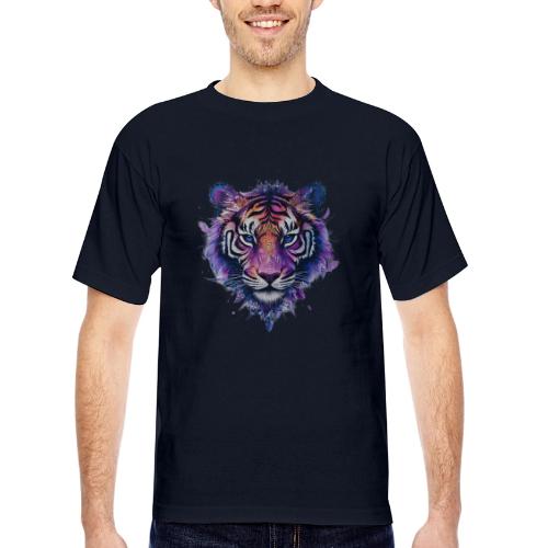 Mystic Violet Tiger - Bayside Unisex Heavyweight USA Made T-Shirt
