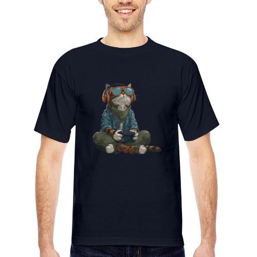 Cat: Purrfect Player - Bayside Unisex Heavyweight USA Made T-Shirt