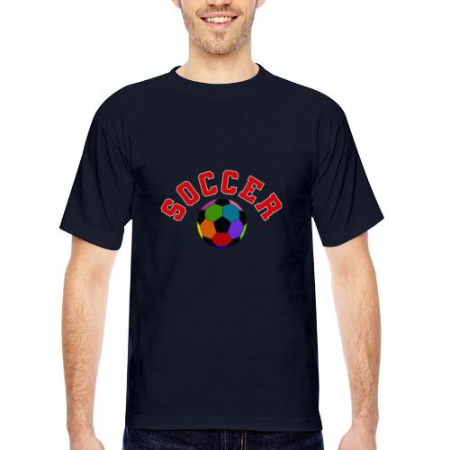 Soccer: Colorful Kick - Bayside Unisex Heavyweight USA Made T-Shirt