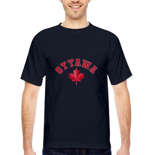 Ottawa with maple leaf - Bayside Unisex Heavyweight USA Made T-Shirt