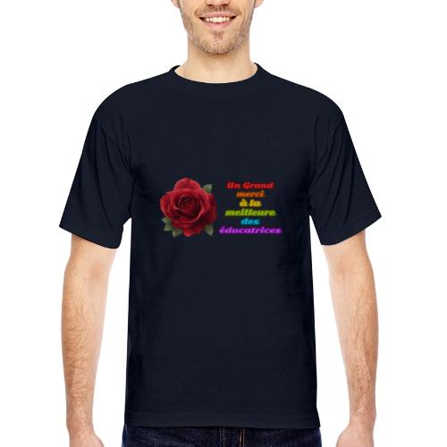 Thank You Educator: Pink and Rainbow Message - Bayside Unisex Heavyweight USA Made T-Shirt