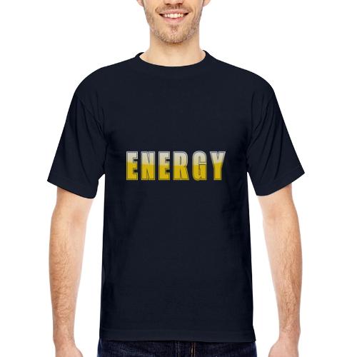 ENERGY Electric Yellow Power Word Design - Bayside Unisex Heavyweight USA Made T-Shirt