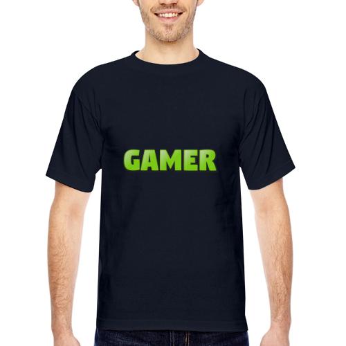 Gamer Neon Green Gaming Logo Design - Bayside Unisex Heavyweight USA Made T-Shirt