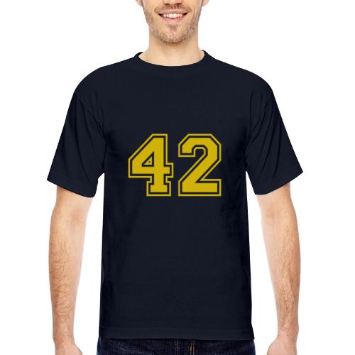 Number 42 in a classic athletic collegiate font - Bayside Unisex Heavyweight USA Made T-Shirt