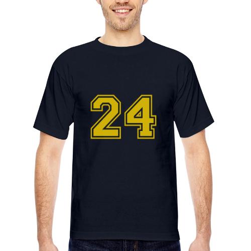 Number 24 in a classic athletic collegiate font - Bayside Unisex Heavyweight USA Made T-Shirt