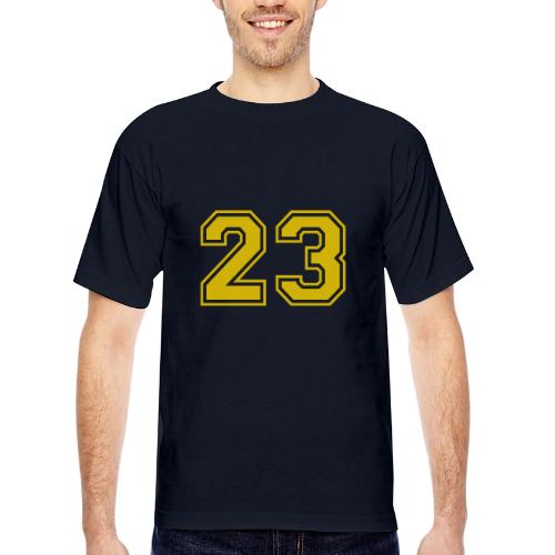 Number 23 in a classic athletic collegiate font - Bayside Unisex Heavyweight USA Made T-Shirt