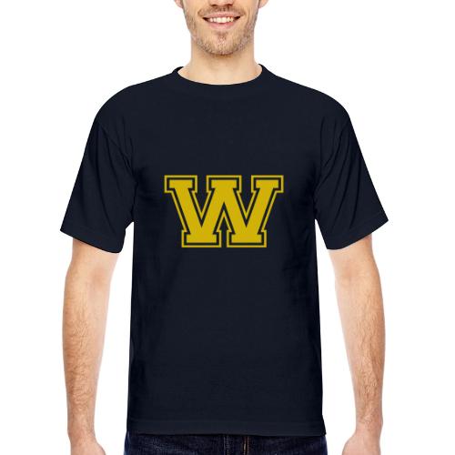 Letter W – Capital Athletic Alphabet Monogram - Bayside Unisex Heavyweight USA Made T-Shirt