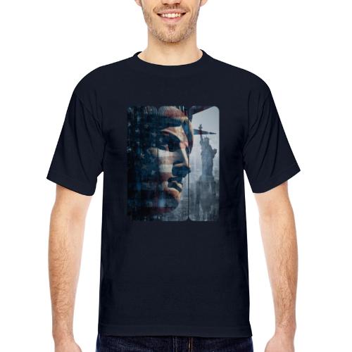 USA: Liberty in Three Visions - Bayside Unisex Heavyweight USA Made T-Shirt