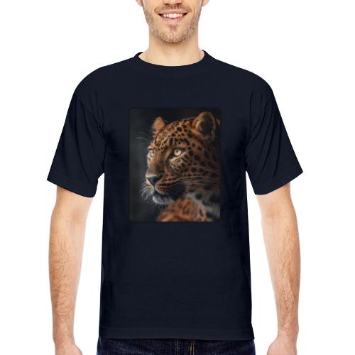 Amur Leopard Face Wildlife Design - Bayside Unisex Heavyweight USA Made T-Shirt