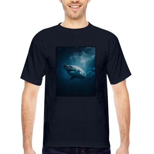 Great White Shark Ocean Design - Bayside Unisex Heavyweight USA Made T-Shirt