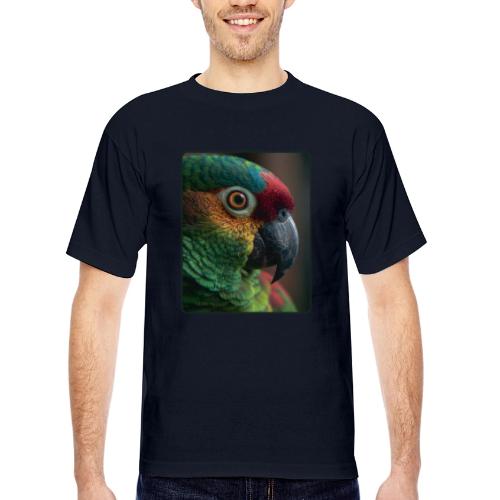 Colorful Parrot Close-Up Design - Bayside Unisex Heavyweight USA Made T-Shirt