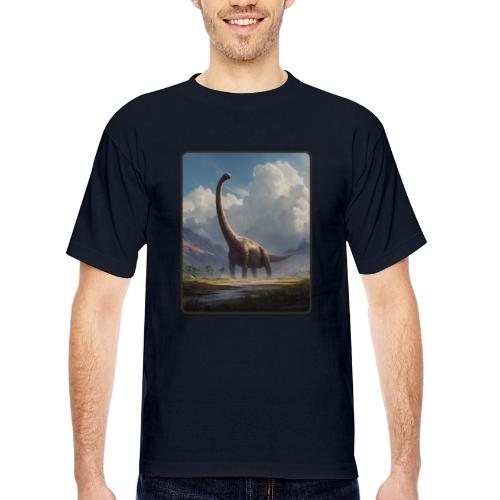 Brachiosaurus Valley Landscape Design - Bayside Unisex Heavyweight USA Made T-Shirt