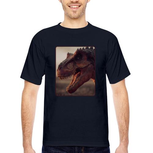 T Rex Roaring Close-Up Design - Bayside Unisex Heavyweight USA Made T-Shirt