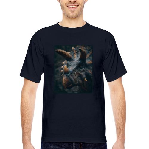Triceratops Detailed Portrait Design - Bayside Unisex Heavyweight USA Made T-Shirt