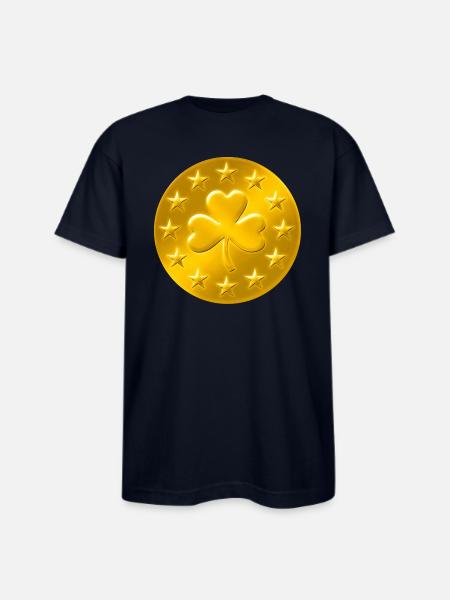 Lucky Shamrock Coin - Bayside Unisex Heavyweight USA Made T-Shirt - navy