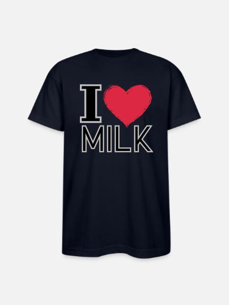 I Love Milk - Bayside Unisex Heavyweight USA Made T-Shirt - navy
