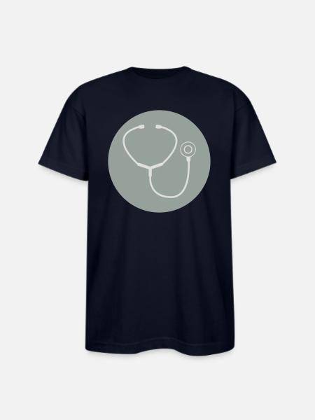 Stethoscope - Bayside Unisex Heavyweight USA Made T-Shirt - navy