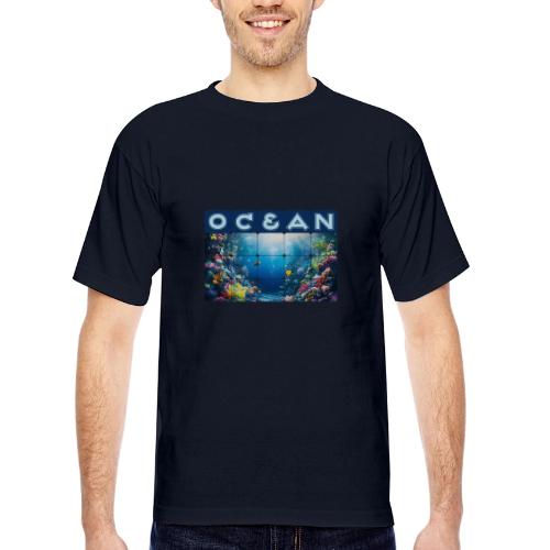 Ocean: Neon Reef Glow - Bayside Unisex Heavyweight USA Made T-Shirt