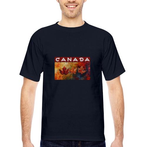 Painted Canada Leaves - Bayside Unisex Heavyweight USA Made T-Shirt