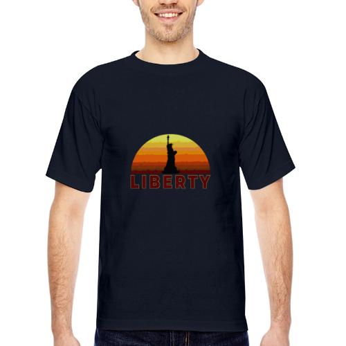 USA: Sunset Liberty Bold - Bayside Unisex Heavyweight USA Made T-Shirt