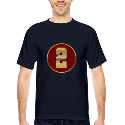 Number 2 in Gold Varsity Font - Bayside Unisex Heavyweight USA Made T-Shirt