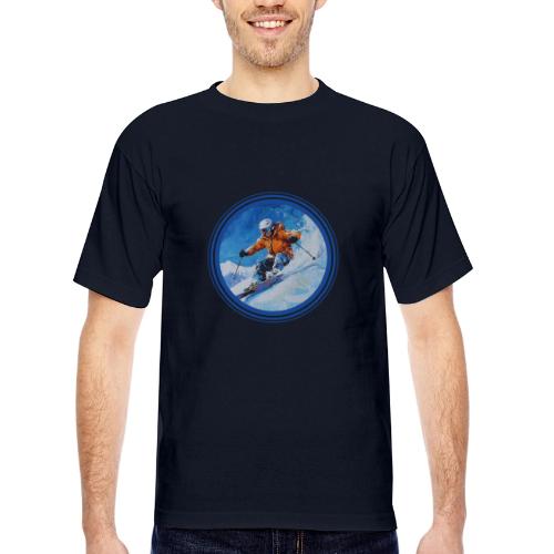 Skiing: On the Edge - Bayside Unisex Heavyweight USA Made T-Shirt