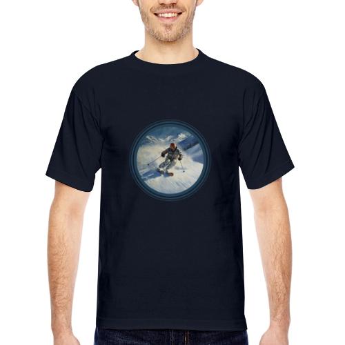 Skiing Power Moves - Bayside Unisex Heavyweight USA Made T-Shirt