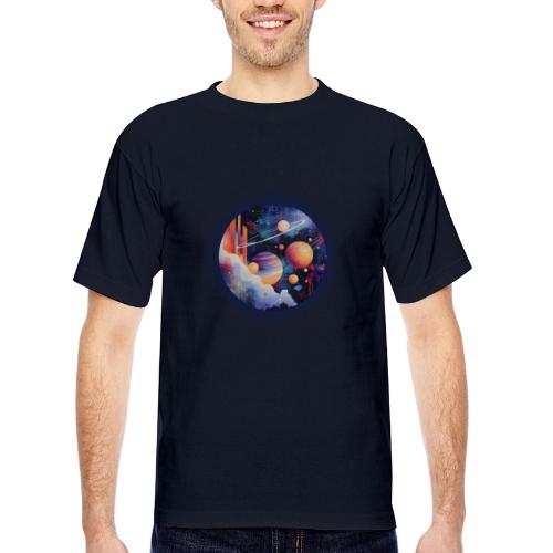 Floating Planetscape - Bayside Unisex Heavyweight USA Made T-Shirt