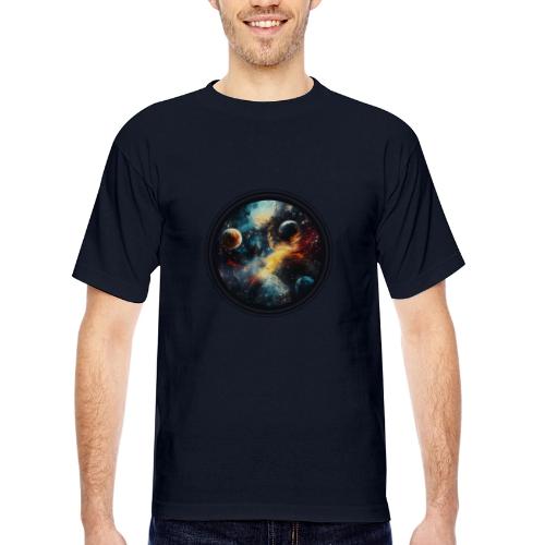 Painted Cosmos of Planets - Bayside Unisex Heavyweight USA Made T-Shirt