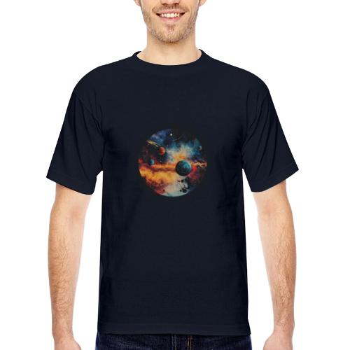 Cosmic Brush Planets - Bayside Unisex Heavyweight USA Made T-Shirt
