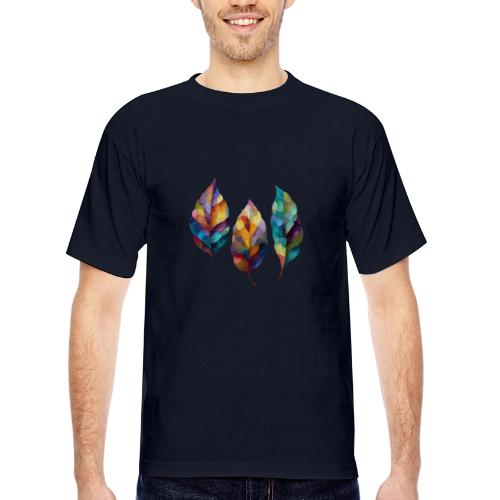 Art: Colorful Leaf Harmony - Bayside Unisex Heavyweight USA Made T-Shirt