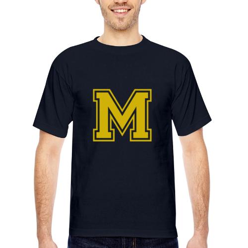 Letter M – Capital Athletic Alphabet Monogram - Bayside Unisex Heavyweight USA Made T-Shirt